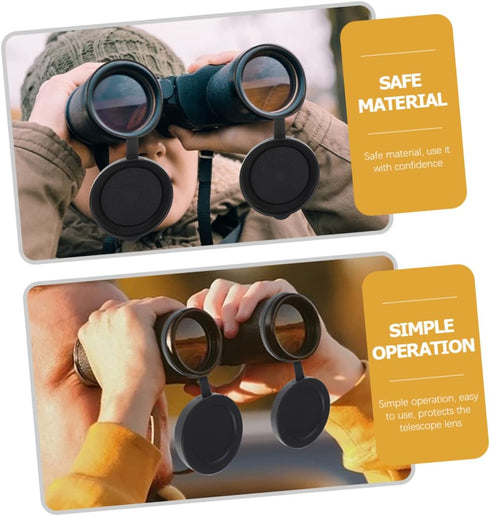 Objective Lens Caps 1 Set Eyepiece Cover Protection Objective Lens Cover Binocular Lens Caps Protective for Binoculars Black Rubber Camera Lens Ac...