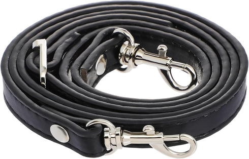 RAYNAG Adjustable Purse Strap Replacement Leather Handbag Shoulder Strap Replacement with Silver Metal Swivel Hooks, Black...