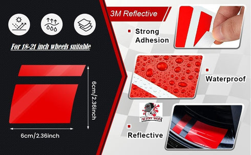 8 pcs Wheel Rim Decal Stripes Car Decals Reflective Car Stickers Automotive Decals Hash Stripe Stickers for 18-21 inch Wheels Tire Rim Safety Deco...