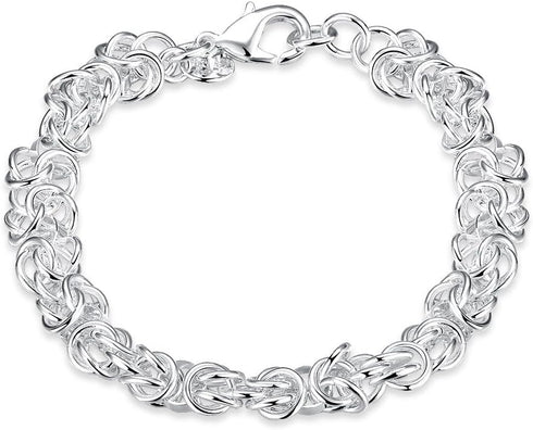 Sterling Silver Double Rolo Link Chain Bracelet 8" For Men or Women Teens, DIY Jewelry...
