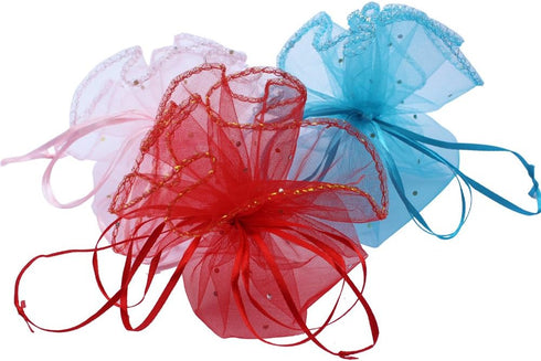 100pcs 9.8 Inch Round Drawstring Organza Bags Mixed Color, Jewelry Candy Pouch Christmas Wedding Party Favor Gift Packaging Bags...