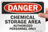 SmartSign - U9-1214-NA_7x10 "Danger - Chemical Storage Area, Authorized Personnel Only" Sign | 7" x 10" Aluminum Black/Red on White...
