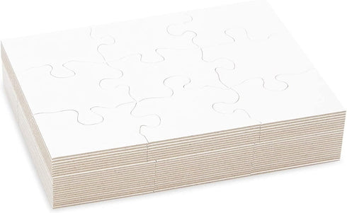Bright Creations 24 Sheets Blank Puzzles to Draw On Bulk, 5.5 x 4 Inch Jigsaw Puzzle Pieces for DIY, Arts and Crafts Projects...
