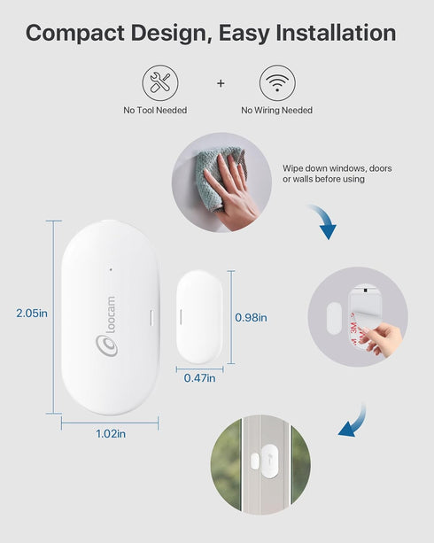 Door and Window Sensor Wireless, Mini Zigbee Door Sensor Alarm for Smart Home Security, Magnetic Door Alarm Sensor to Open/Closed State, Audible A...