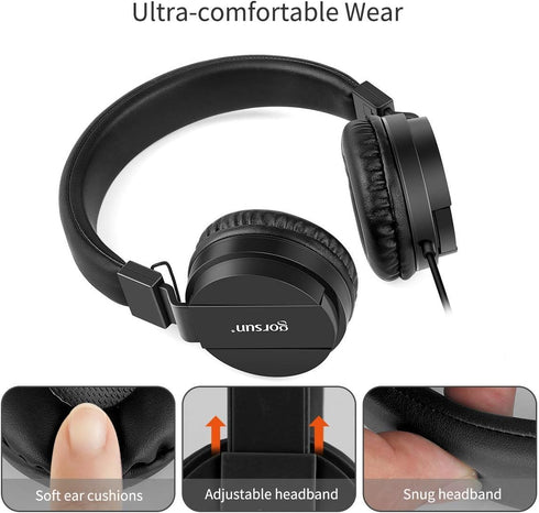 gorsun Kids Headphones, Lightweight Stereo Wired Toddler Headphones?Adjustable Headband Children's Headset for Smartphones Computer Pad Earphones(...