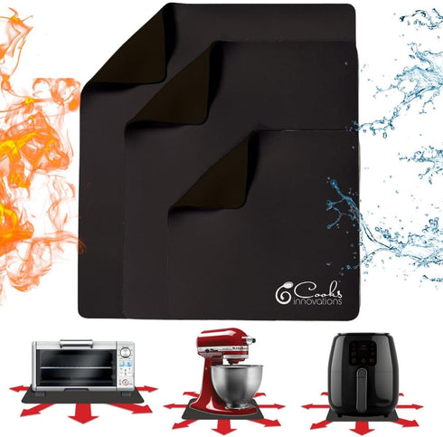 Cooks Innovations 3 Pack Heat Resistant Mats for Countertop, Air Fryer Heat Pad Protector, Appliance Sliders for Kitchen, Sliding Function for Air...
