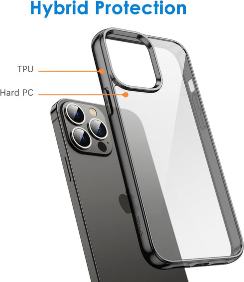 JETech Case for iPhone 13 Pro Max 6.7-Inch, Non-Yellowing Shockproof Phone Bumper Cover, Anti-Scratch Clear Back (Black)...