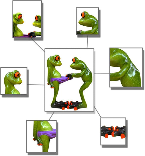Frog Figurines Statue Cute Creative Funny Green Frog Sculpture for Home Desk Bathroom Decoration YX6082E...