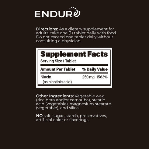 ENDUR-ACIN Niacin, Heart Health & Healthy Cholesterol Balance Supplement, Extended Release for Optimal Absorption, Gluten Free, 250mg (200 Tablets...