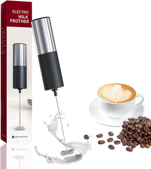 Milk frother for coffee, lattes,whisk drink mixer, Mini foamer for cappuccino, Frappe, Matcha, Hot Chocolate. Battery operated stainless foam make...