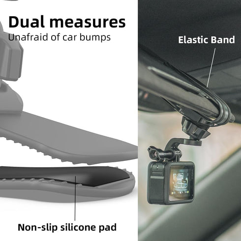 Car Sun Visor Mount VLOG/Video Holder, Quick Clip Mount for Car Sun Visor Compatible with DJI Action 4/3, Insta360, AKASO and More...
