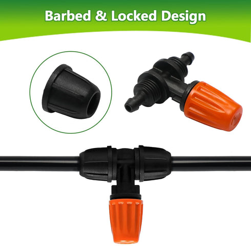 24 Pcs Upgraded Micro Spray Irrigation Drippers for 1/4" Drip Tubing, Adjustable Three-Way Atomizing Nozzle Irrigation Emitters Tee Misting Drippe...