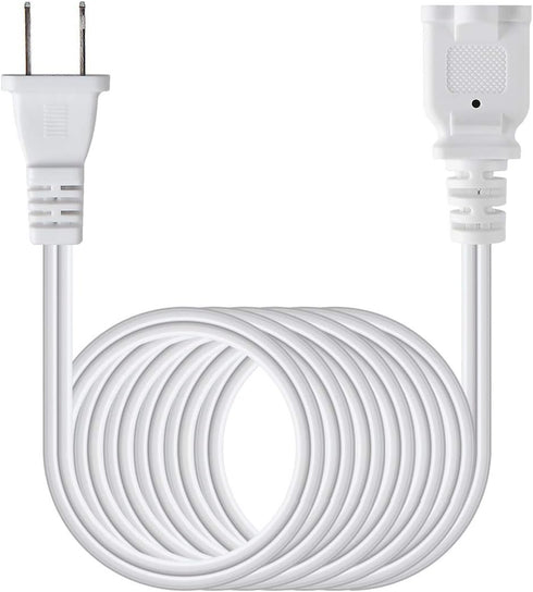 US AC Power Extension Cable Cord SPT-2 16AWG/2C 125V 13A 2-Prong Polarized Male to Female Extension Cord for NEMA 1-15P to NEMA 1-15R (10 ft, Whit...
