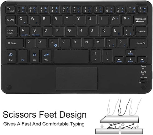 Yoidesu 7 Inch Wireless Keyboard with Touchpad, Mini Bluetooth Touchpad Keyboard, Ultra-Slim Keypad for Tablets, Smartphones, Laptops, Desktop, Co...