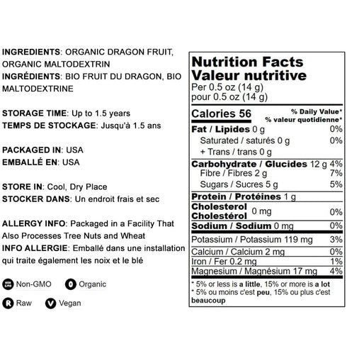 Food to Live Organic Dragon Fruit Powder, 6 Ounces – Non-GMO, Powdered Red Pitaya, Vegan, Bulk. Contains Maltodextrin. Rich in Antioxidants, Fiber...