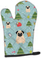 Caroline's Treasures BB4668OVMT Christmas Pug Fawn Oven Mitt Heat Resistant Thick Oven Mitt for Hot Pans and Oven, Kitchen Mitt Protect Hands, Coo...