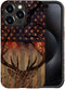 DJSOK Case Compatible with iPhone 15 Plus,Creative Wood Grain American Flag Deer Phone Case Colorful Fall Protection Shell Hybrid 2-Layer Hard She...
