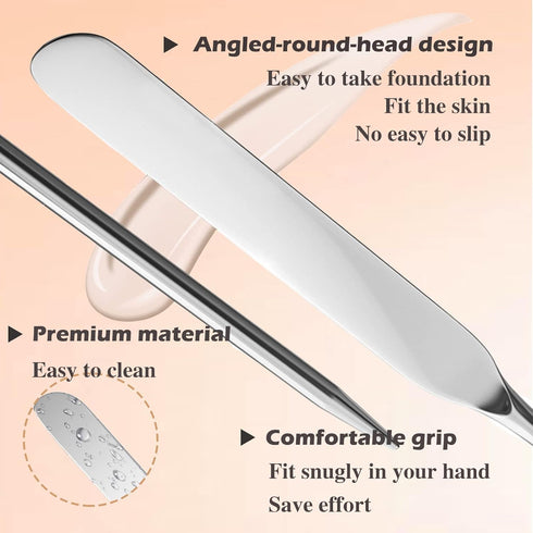 Picasso Makeup Spatula and Palette Set, Korean Makeup Spatula with Leather Cover, Stainless Steel Makeup Palette with Scraper Tool, Metal Foundati...