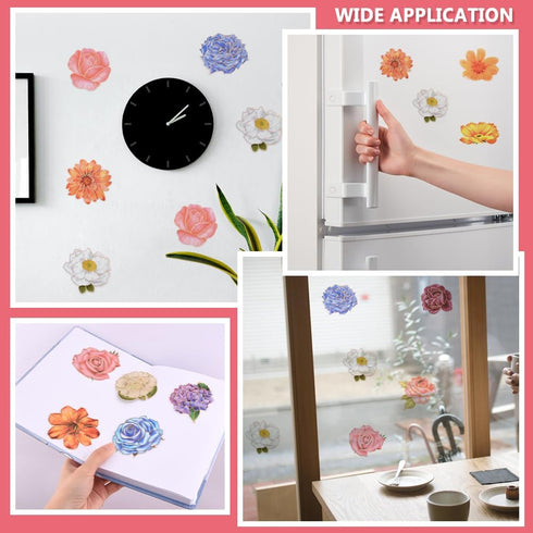 80pcs Floral Stickers,Flower Stickers,Scrapbook Stickers,Holographic Sticke for Large Floral Stickers Journal Supplies Aesthetics with Sticker Scr...