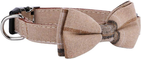 Soft &Comfy Bowtie Dog Collar,Detachable and Adjustable Bow Tie Collar,for Small Medium Large Pet (S, Brown)...
