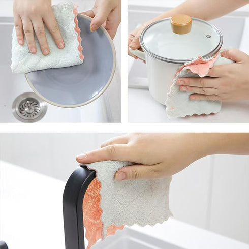 20 Pack Kitchen Dish Cloths Dish Towels, Super Soft and Absorbent Coral Fleece Cloth, Coral Velvet Microfiber Cleaning Cloth, Nonstick Oil Washabl...