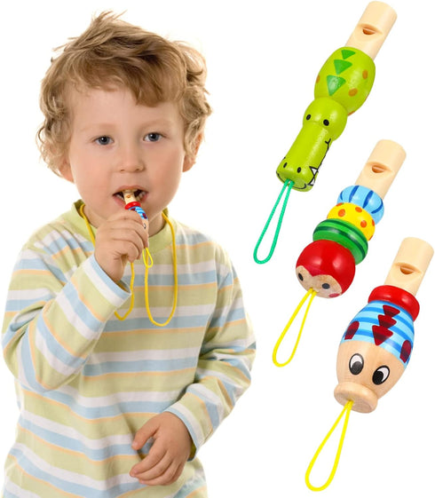 Gadpiparty 3pcs Animal Wooden Whistles for Kids Bulk Adorable Music Instrument Developmental Educational Toys for Baby Toddler Noisemakers Whistle...