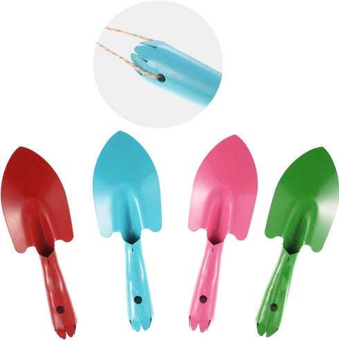4 Pieces Mini Trowel Set Colorful Metal Hand Shovel Garden Tools for Soil Planting Digging Transplanting...