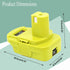 Battery Adapter for Dewalt to Ryobi Battery Adapter, Convert Dewalt 20V Llithium Battery DCB205 DCB207 to Ryobi 18V One+Battery P107 P108, with 5V...