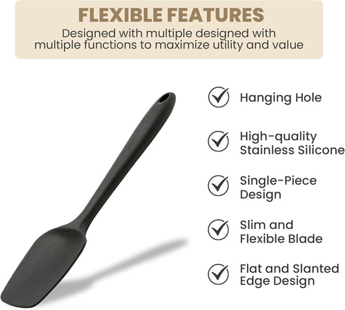 High Heat Flexible Silicone Spoon Spatula - 10.4in Seamless Baking Bowl Scraper and Cooking Scraper for Nonstick Cookware - Silicone Spatulas for ...