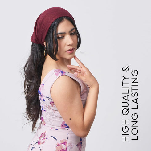 CHARM Womens Linen Head Band Mens Bandana Natural Elastic Hairband Sports Fashion Wrap Burgundy...