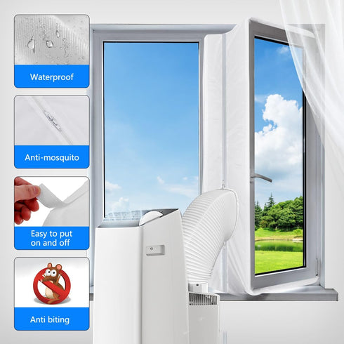 Portable Air Conditioner Window Seal Kit,Hot Air Stop Air Exchange Guards with Zip 158 inch ac Window Seal Kit Hot Air Stop Air Exchange Guards wi...