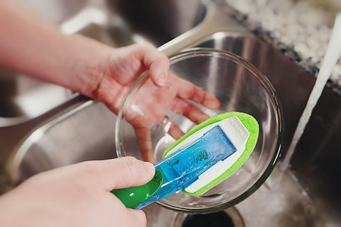 Libman Gentle Touch Foaming Dish Wand Bundle with Curved Kitchen Brush and Two Sponge Refills...