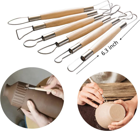 Artzuvs 14Pcs Ceramic Pottery Clay Ribbon Sculpting Tools Kit Wire Texture and Needle Detail Tool with Plastic Box for Carving, Modeling,Sculpture...