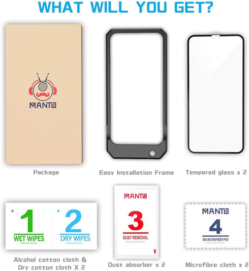 MANTO 3 Pack Screen Protector for iPhone 11 Pro, iPhone Xs, iPhone X 5.8 inch Full Coverage Tempered Glass Film Edge to Edge Protection......