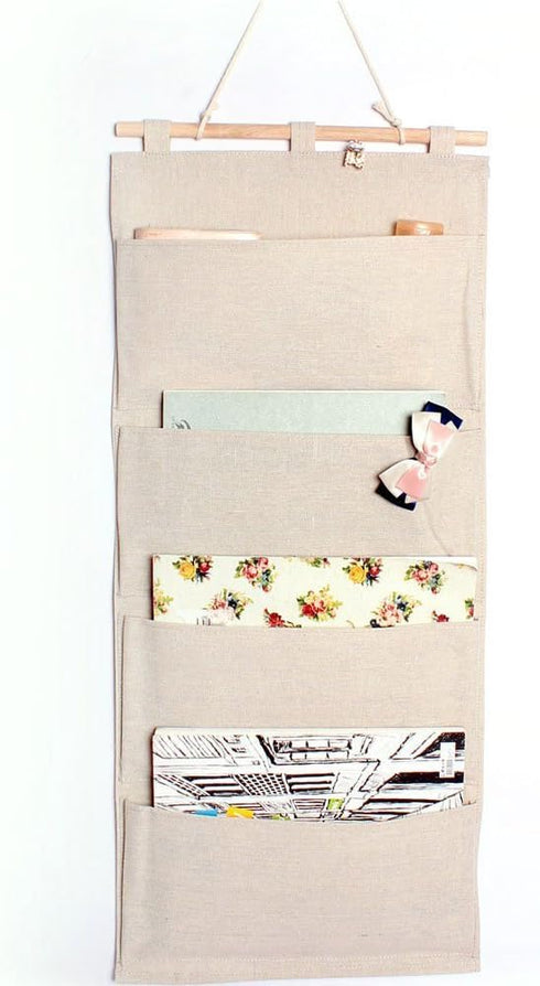 Co-link Linen/Cotton Fabric Wall Door Cloth Hanging Storage Pockets Books Organizational Back to School Office Bedroom kitchen rectangle Home Orga...