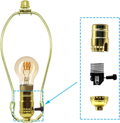 Lamp Kit, Table Lamp Wiring Kit with 8 Inch Harp, 3-Way Socket 2 Pieces 12" Lamp Pipe, with Instructions for DIY Lamp Design or Repair (8 Inch Bra...