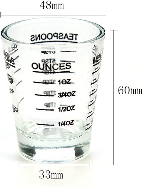 Shot Glasses Measuring cup Liquid Heavy Glass Wine Glass Espresso Shot Glass 26-Incremental Measurement 1oz, 6 Tsp, 2 Tbs, 30ml (2 pack-black 30ml...
