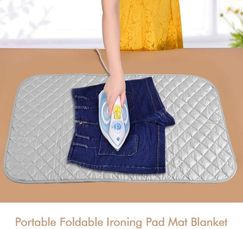 Ironing Pad, 33x19in Portable Foldable Thickened Ironing Pad, Heat Resistant Travel Ironing Mat Blanket for Dryer Countertop and Travelling...