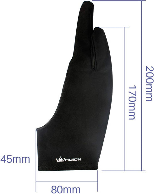 HUION Artist Glove, Free Size Drawing Glove for Graphics Tablet, Pen Display, Tracing Light Pad, Suitable for Right and Left Hand, Black, 1 Pack...
