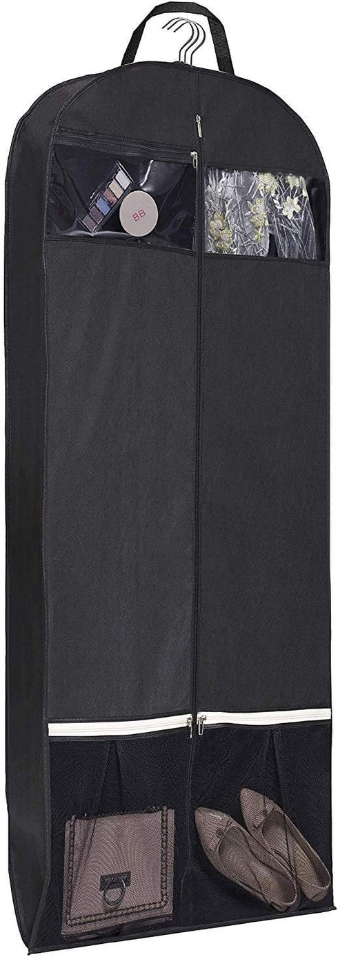 KIMBORA 54" Trifold Dress Garment Bags for Travel Gusseted Suit Cover with 2 Large Mesh Shoe Pockets (Black)...