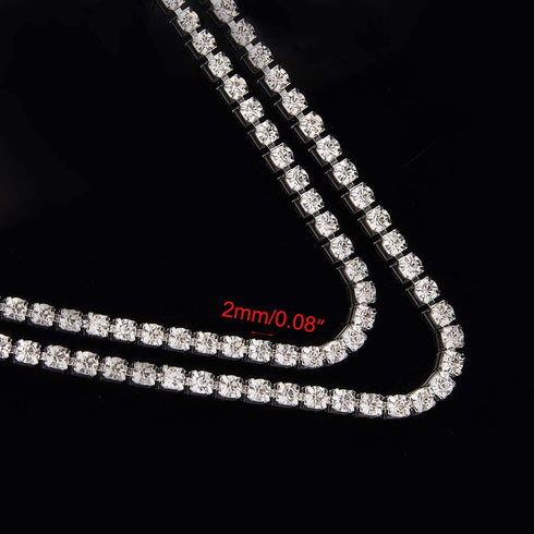 ZAYI, 5 Yards 2MM Crystal Rhinestone Diamond Chain Trim, Rhinestones Clear Trimming Claw Chain for Crafts, Sewing, DIY, Jewelry, Wedding, Shoe Cha...
