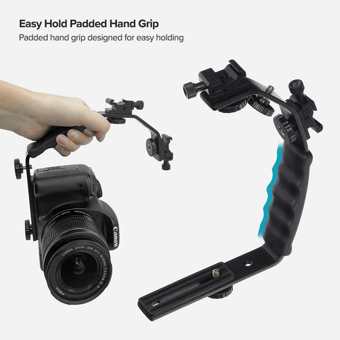 LimoStudio Camera Bracket Mount Heavy Duty Photography Video L-Bracket with Standard Flash Shoe Mounts, AGG1179...