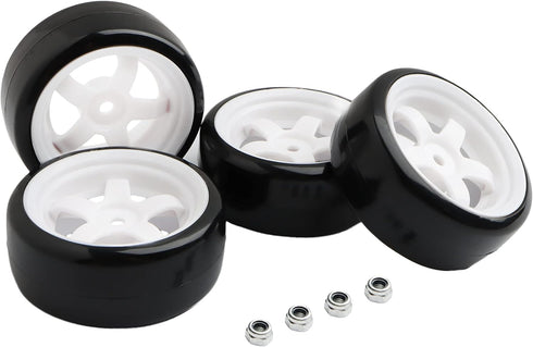 4PCS 12mm Hub Wheels,1:10 63mm Hard Plastic RC Drift Cars On Road Touring Racing Bald Tires for Traxxas HSP Tamiya HPI Kyosho On-Road Drifting Car...