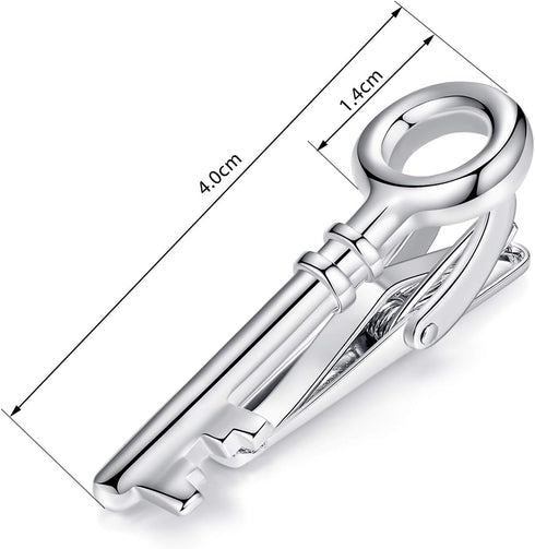 HONEY BEAR Mens Boys Skinny Narrow Key Tie Clip Bar for Wedding Gift 4cm Silver...