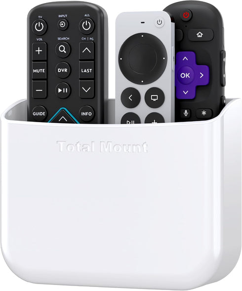 TotalMount Hole-Free Remote Holder – Eliminates Need to Drill Holes in Your Wall (for 2 or 3 Remote Controls – White – Quantity 1)...