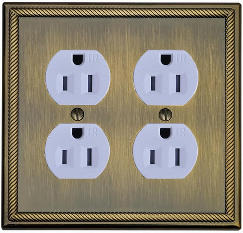 Wall Plate for Electrical Outlets, Decorative Antique Brass Switch Plates Outlet Cover, Light Switch Cover Plate, 2-Gang Wall Plates, Solid Zinc A...