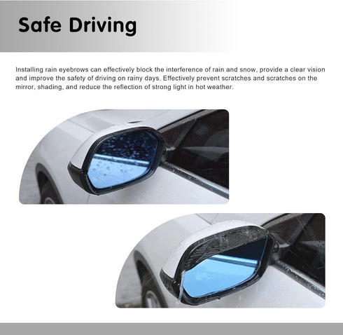 Pack-2 Car Rear View Mirror Rain Eyebrows, 6.8 Inches x 2.2 Inches Side Mirror Rain Guards, Automobile Mirror Protection Shields, Universal for Mo...