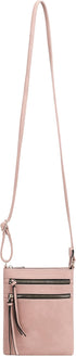 DELUXITY | Crossbody Purse Bag | Functional Multi Pocket Double Zipper Purse | Adjustable Strap | Medium Size Purse | Blush...