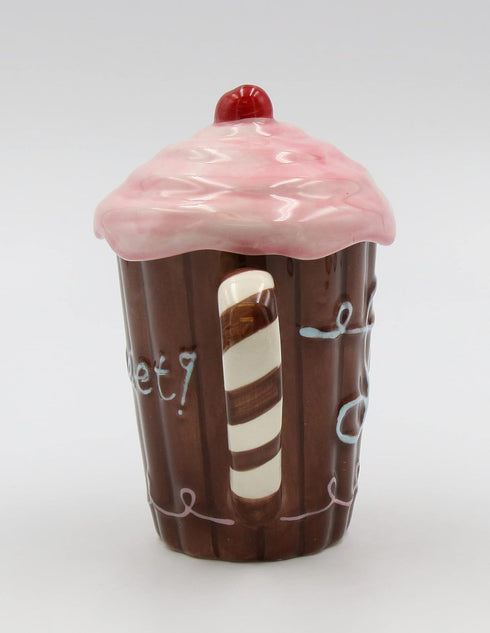 Life Is Sweet Mug with Pink Lid, 5-3/4-Inch...
