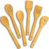 IOOLEEM Bamboo Wooden Spoons for Cooking 6 Pcs 12 Inch, Non-Stick Wooden Kitchen Utensils Set, Natural and Durable Wooden Spatula Spoons for Non-S...
